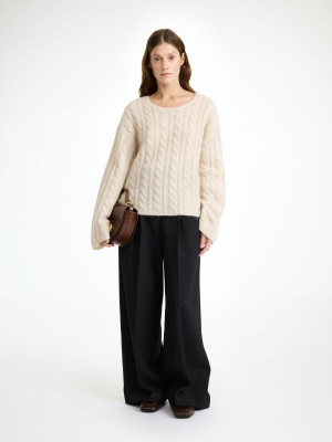 By Malene Birger Cierra Cable-knit Sweater Strickwaren Oyster Gray | AT_BB98565