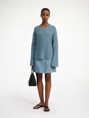 By Malene Birger Cierra Ribbed Sweater Strickwaren Cool Water | AT_BB34216