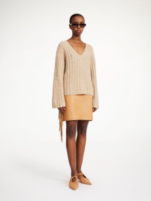 By Malene Birger Cimone Ribbed Sweater Strickwaren Beige | AT_BB65422