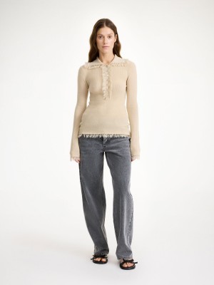 By Malene Birger Dreele Wool-blend Sweater Strickwaren Oyster Gray | AT_BB69840