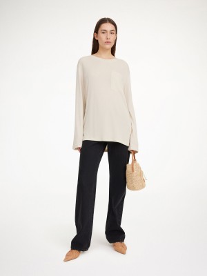 By Malene Birger Fayeh Oversized Longsleeve Oberteile Oyster Gray | AT_BB27191