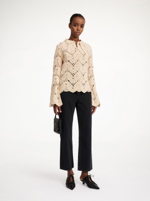 By Malene Birger Gwenevere Crochet Shirt Strickwaren Oyster Gray | AT_BB40912