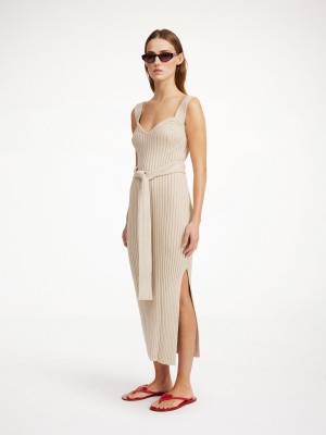 By Malene Birger Honeya Ribbed Maxi Dress Strickwaren Oyster Gray | AT_BB79621