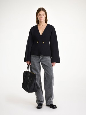 By Malene Birger Tinley Wool-blend Cardigan Strickwaren Schwarz | AT_BB68144