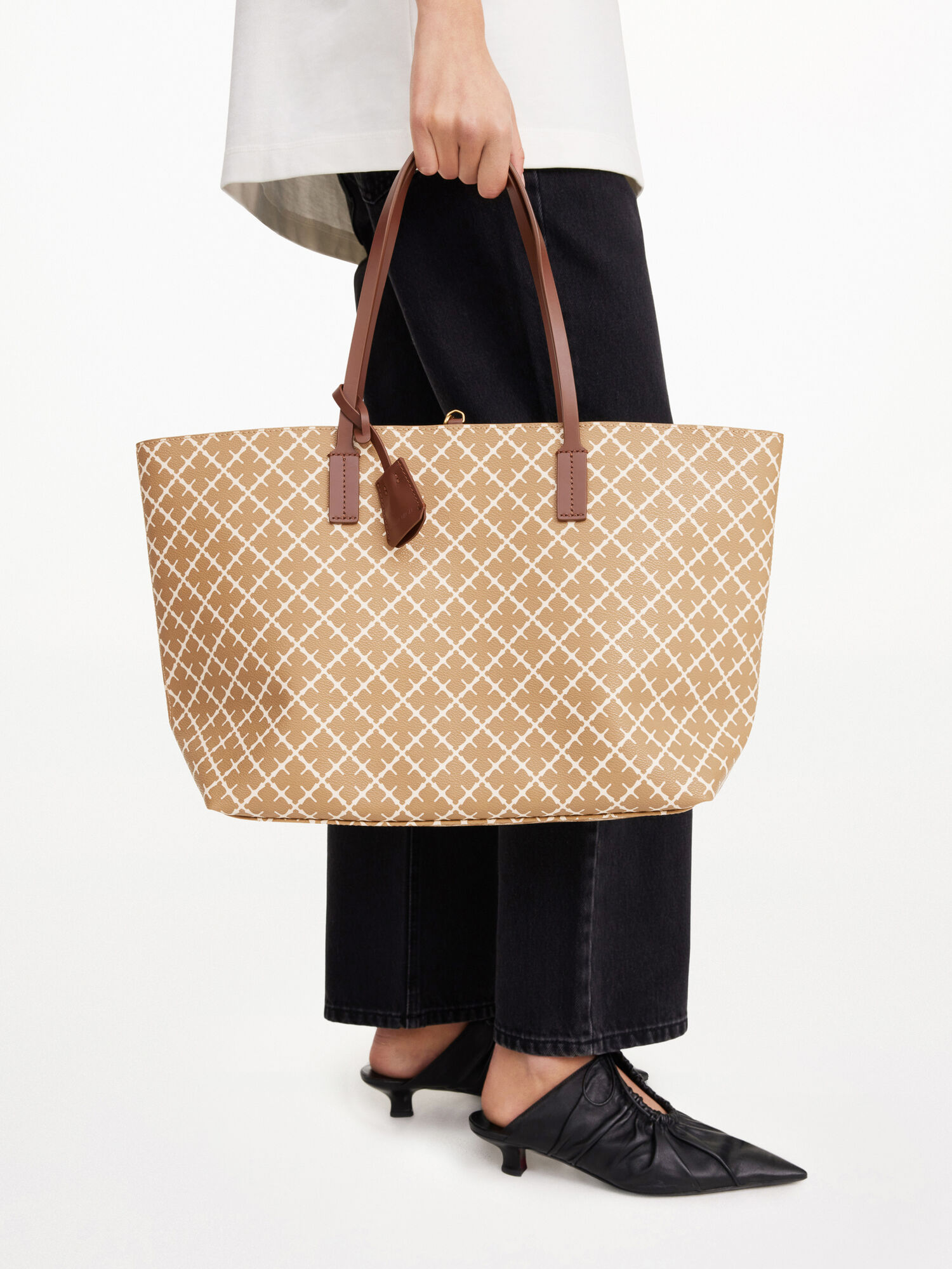 By Malene Birger Abigail Printed Tote Taschen Beige | AT_BB23544