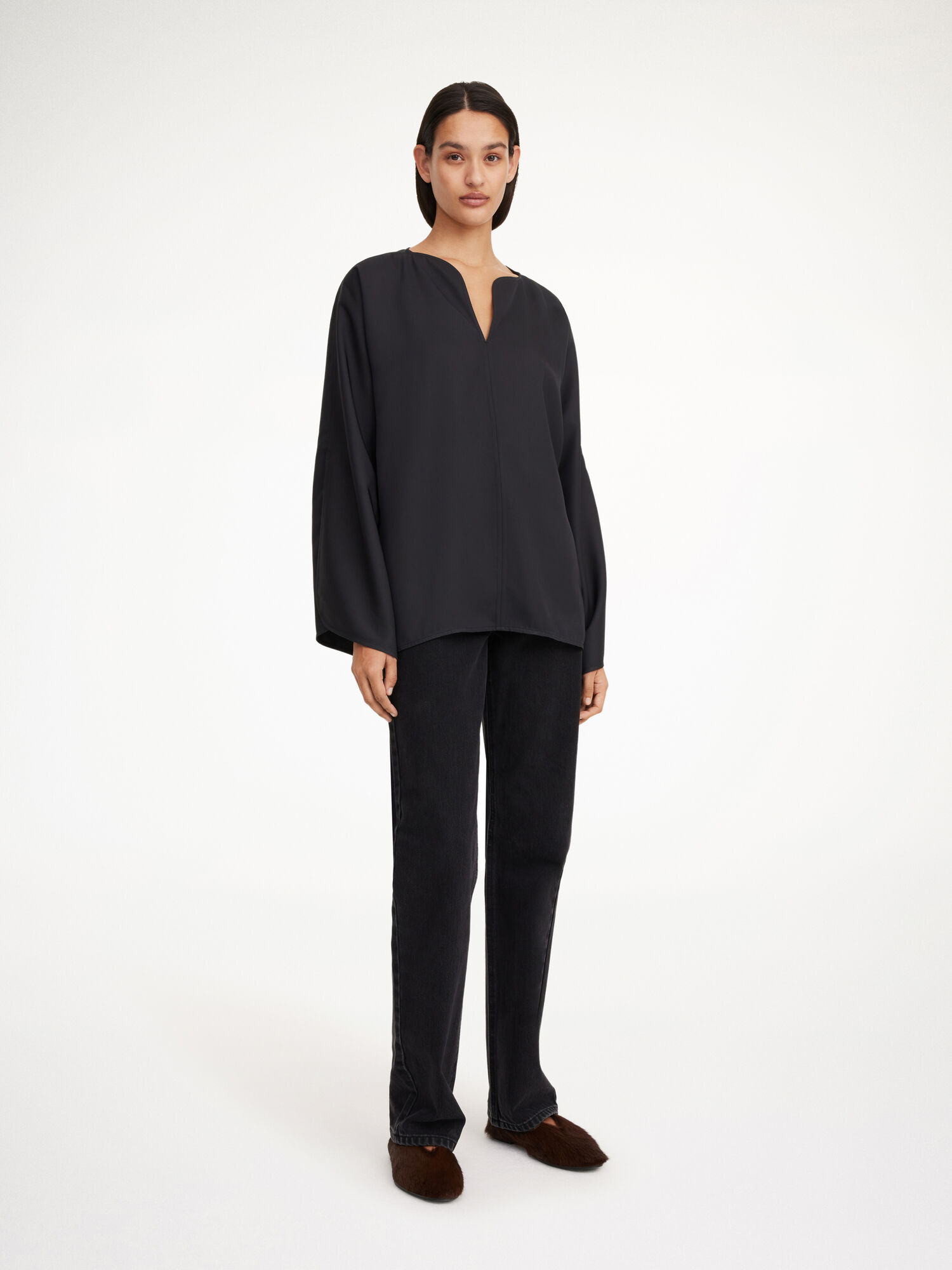 By Malene Birger Calias Tunic-style Blouse Hemd Schwarz | AT_BB10983