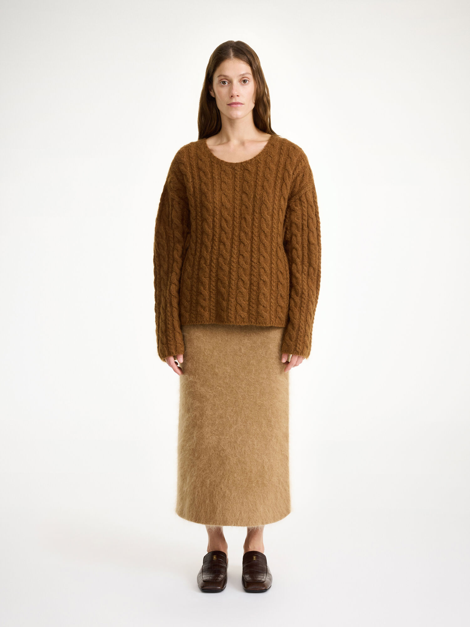 By Malene Birger Cierra Cable-knit Sweater Strickwaren Bison | AT_BB38951