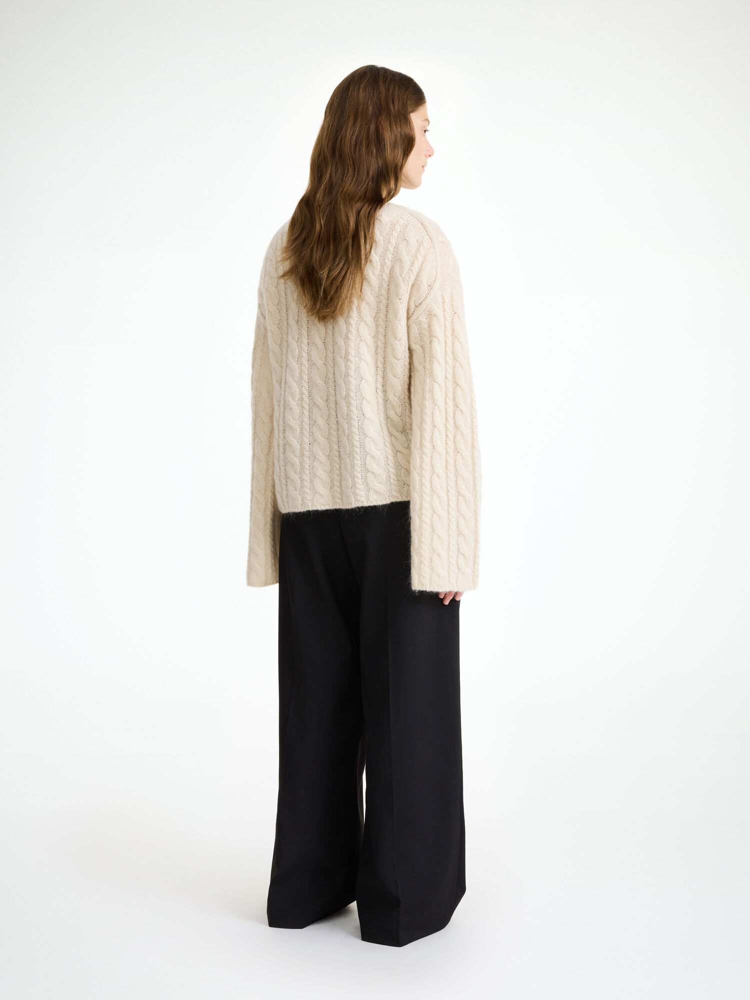 By Malene Birger Cierra Cable-knit Sweater Strickwaren Oyster Gray | AT_BB98565