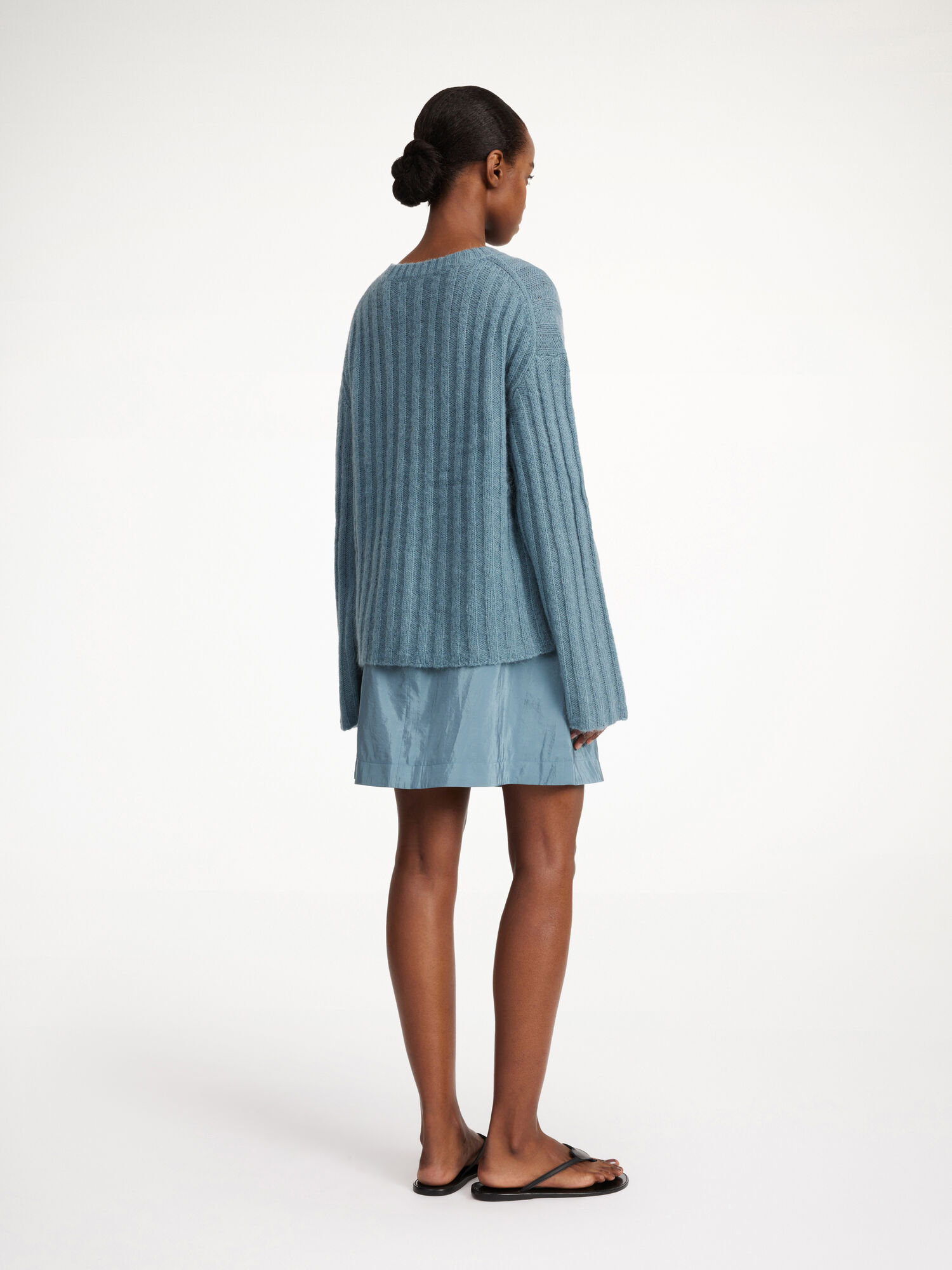 By Malene Birger Cierra Ribbed Sweater Strickwaren Cool Water | AT_BB34216