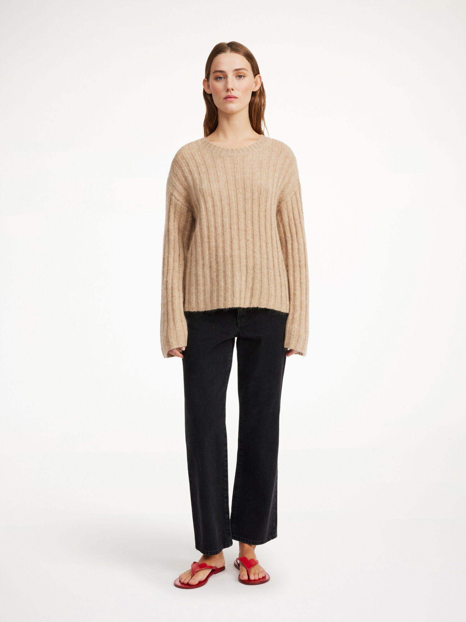 By Malene Birger Cierra Ribbed Sweater Strickwaren Beige | AT_BB52403