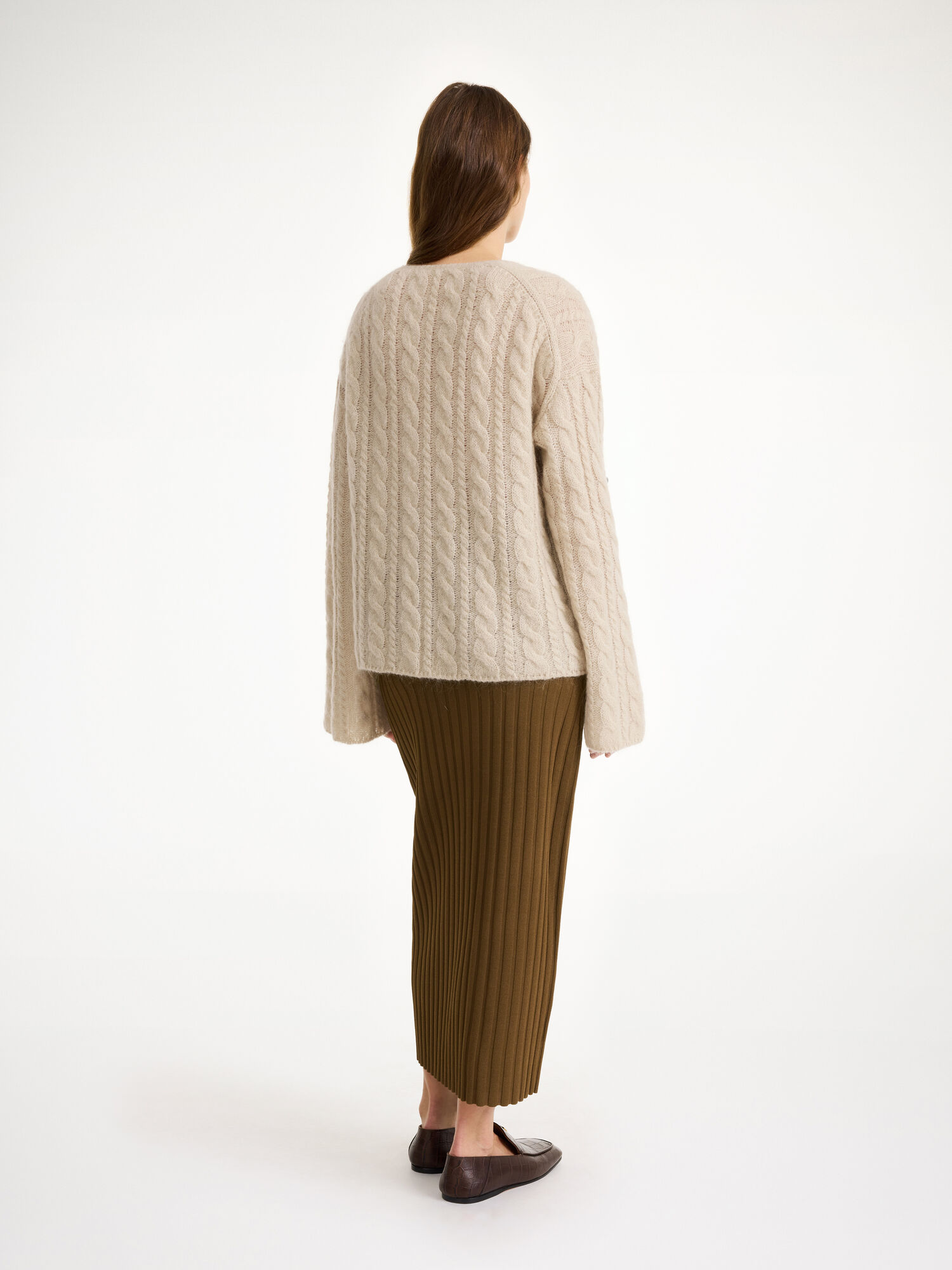 By Malene Birger Cimone Cable-knit Sweater Strickwaren Oyster Gray | AT_BB62142