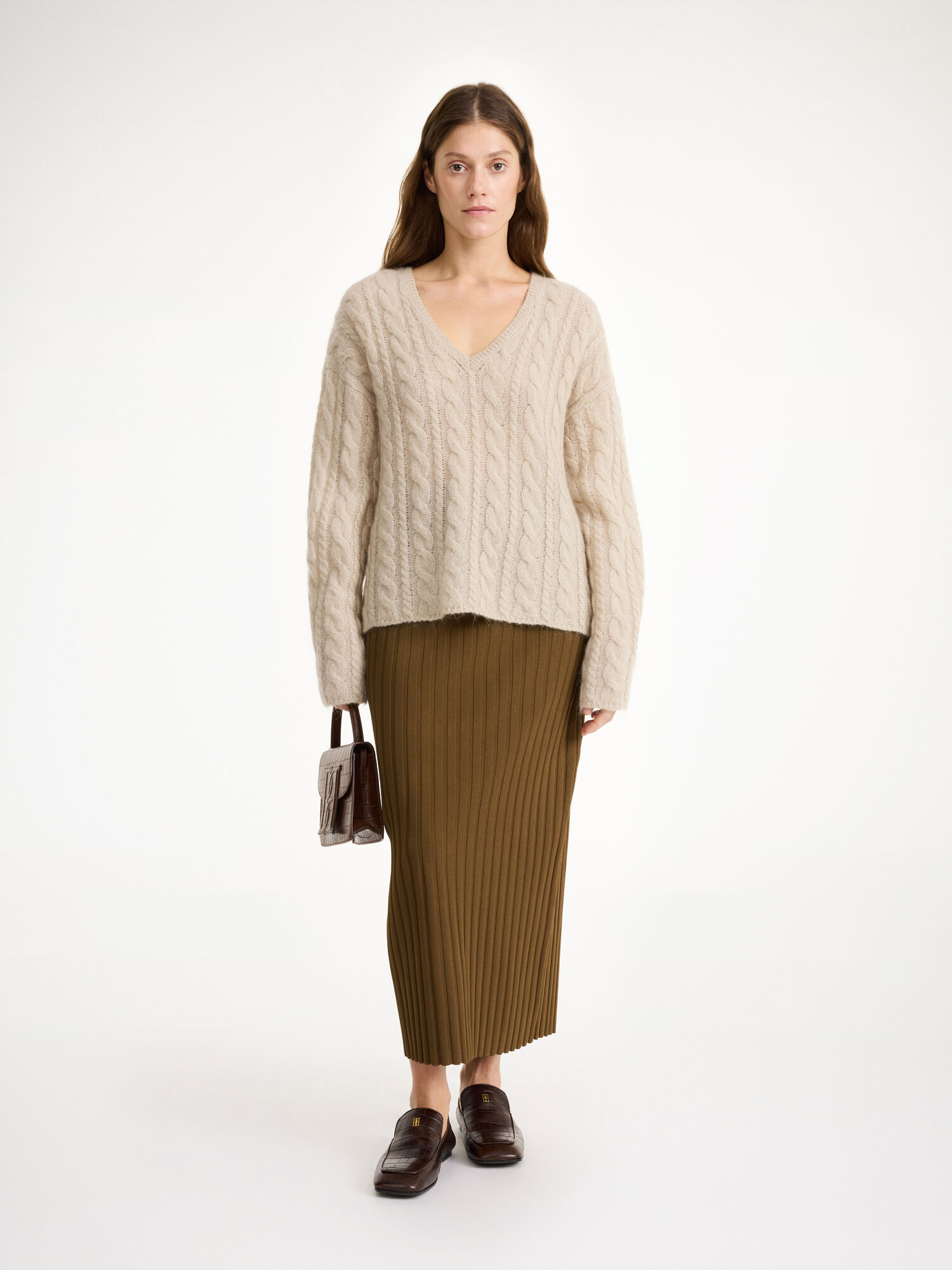 By Malene Birger Cimone Cable-knit Sweater Strickwaren Oyster Gray | AT_BB62142