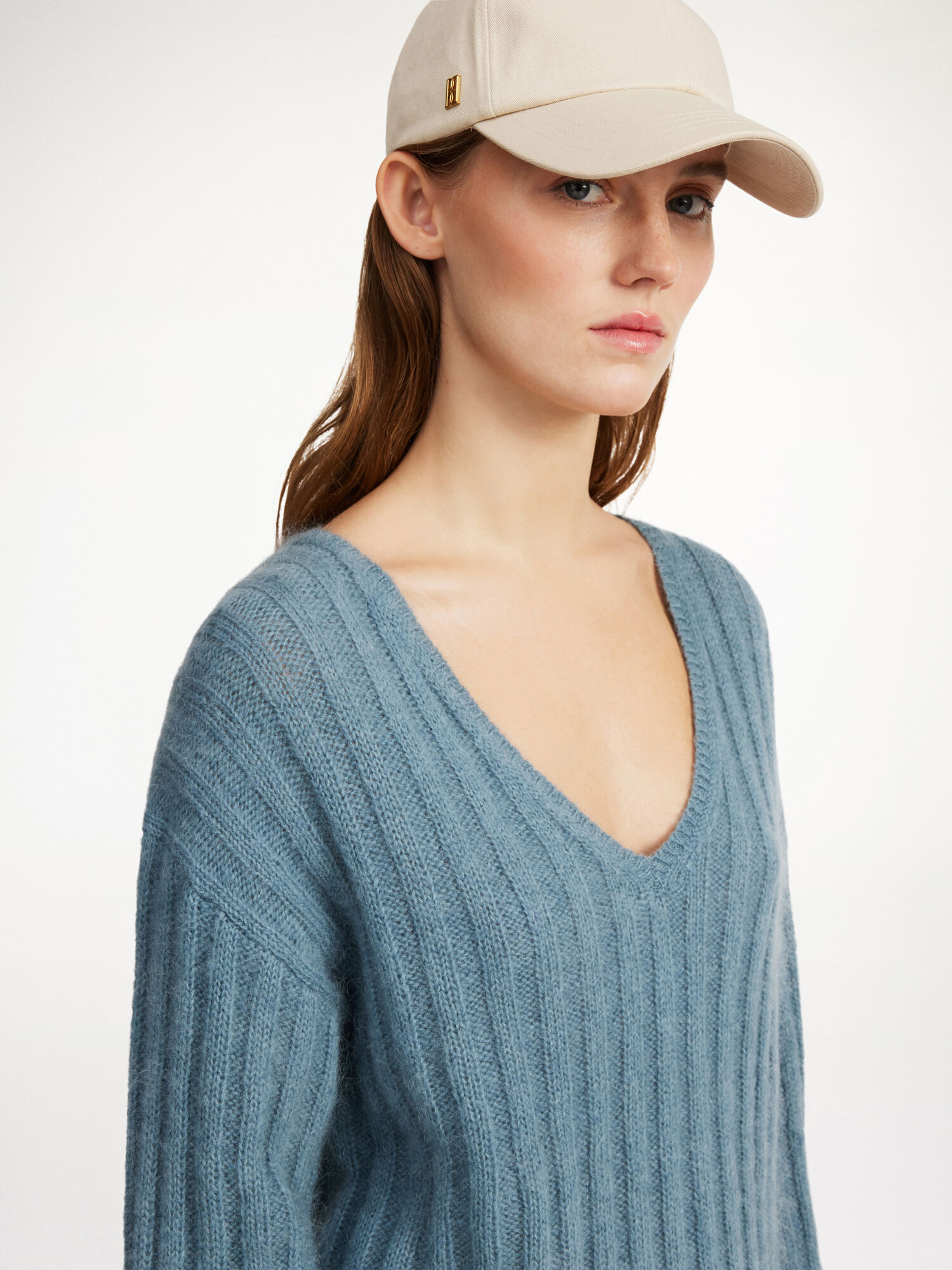 By Malene Birger Cimone Ribbed Sweater Strickwaren Cool Water | AT_BB30869