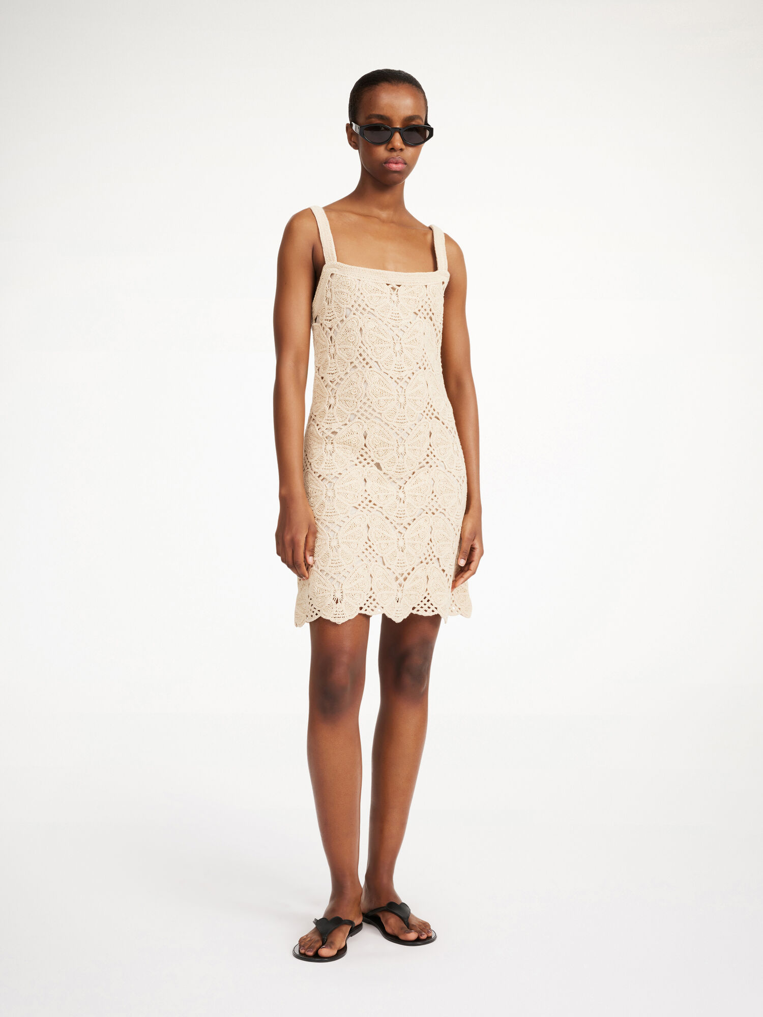 By Malene Birger Falla Crochet Mini Dress Strickwaren Oyster Gray | AT_BB40698