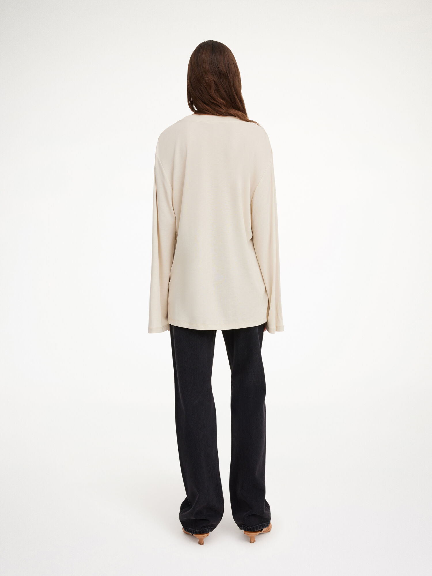 By Malene Birger Fayeh Oversized Longsleeve Oberteile Oyster Gray | AT_BB27191