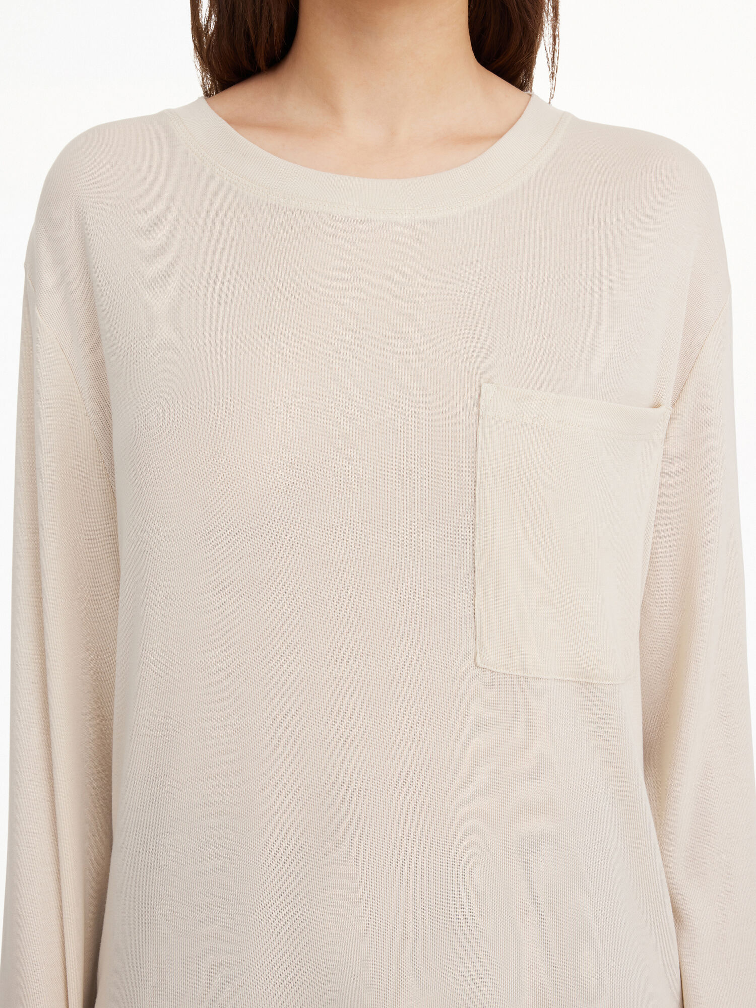 By Malene Birger Fayeh Oversized Longsleeve Oberteile Oyster Gray | AT_BB27191