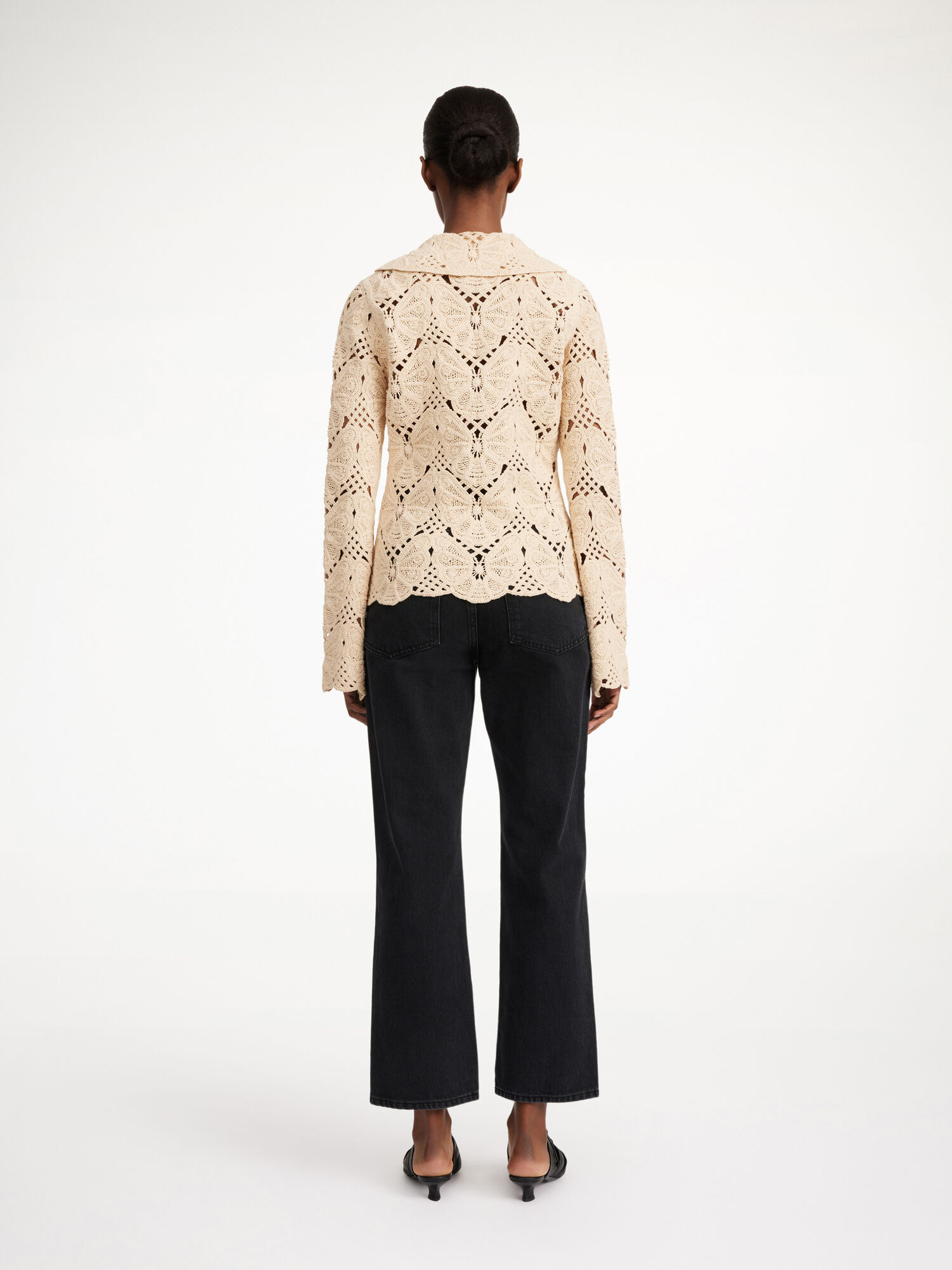 By Malene Birger Gwenevere Crochet Shirt Strickwaren Oyster Gray | AT_BB40912