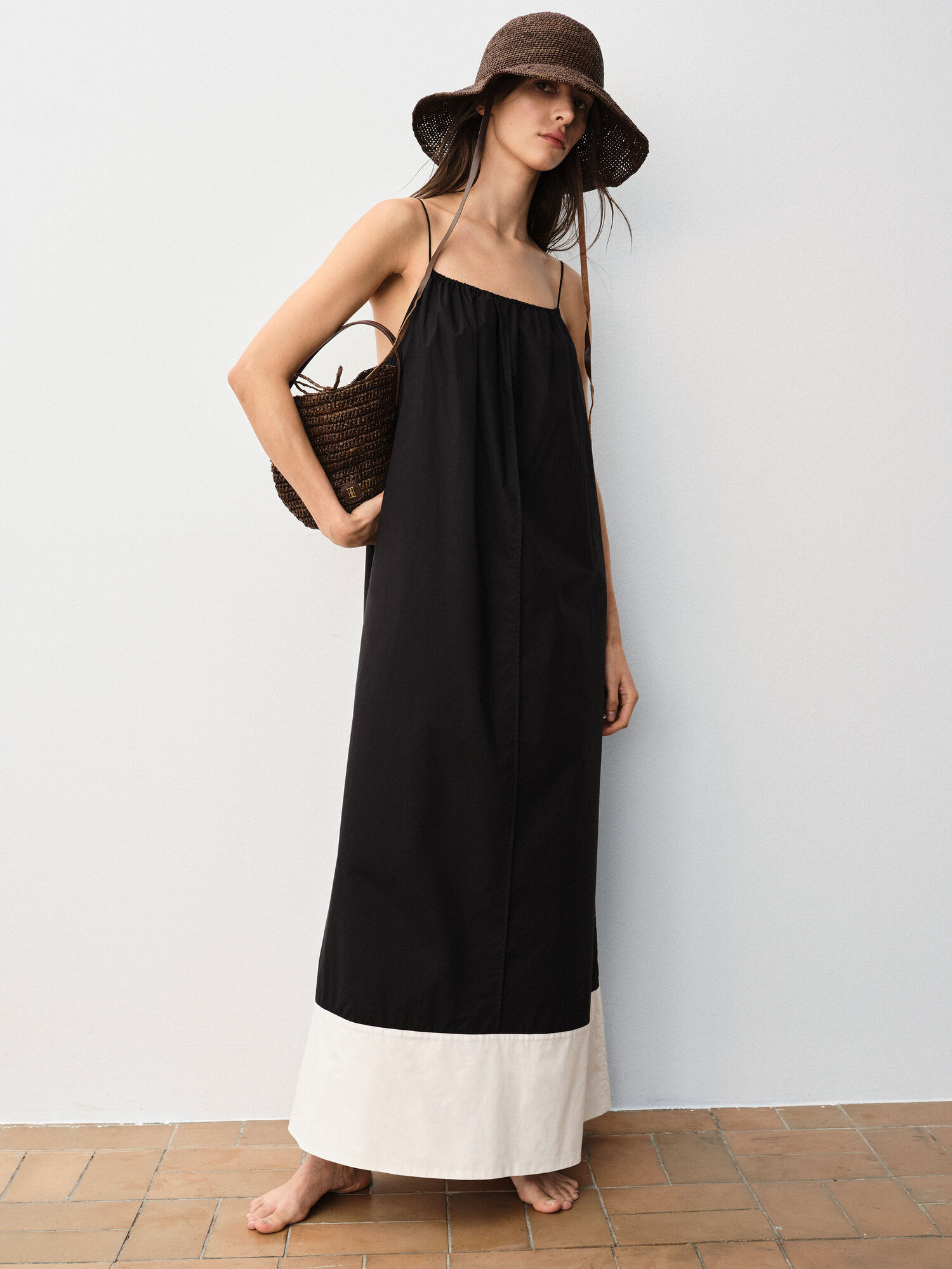 By Malene Birger Lanney Organic Cotton Maxi Kleid Streifen Schwarz Weiß | AT_BB53537