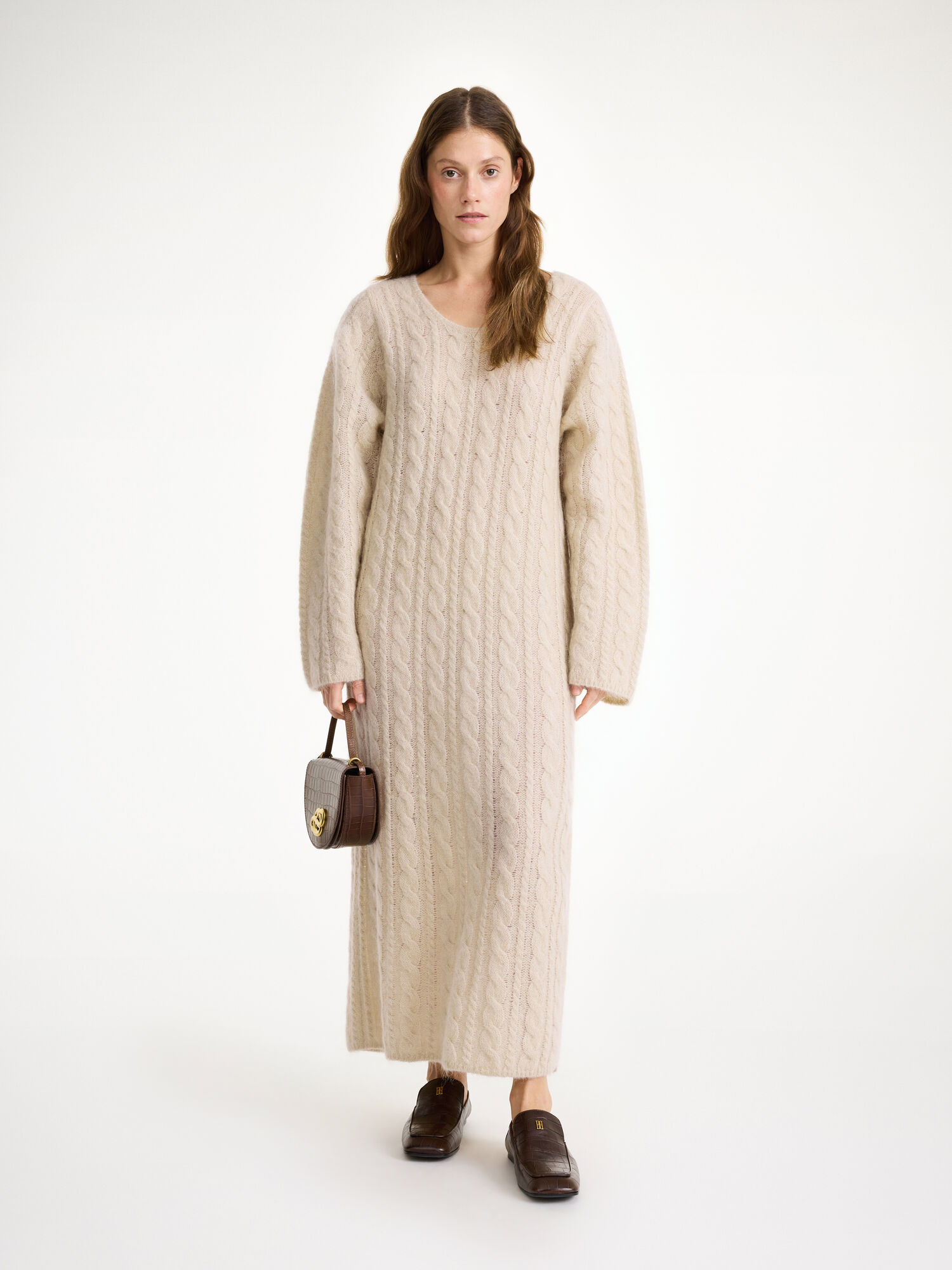 By Malene Birger Lovella Maxi Dress Strickwaren Oyster Gray | AT_BB52611