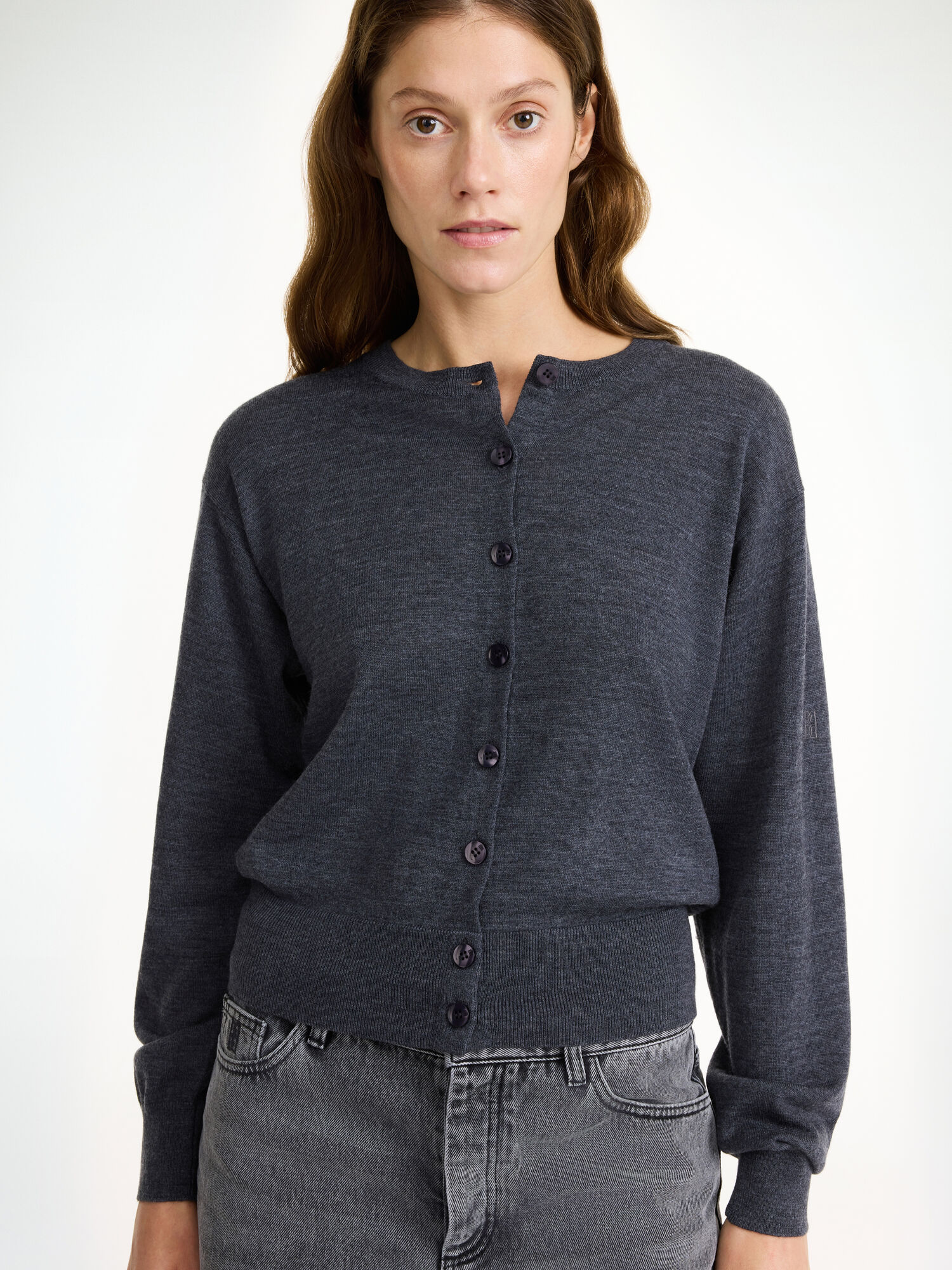 By Malene Birger Montie Merino Wool Cardigan Strickwaren Grau | AT_BB94053