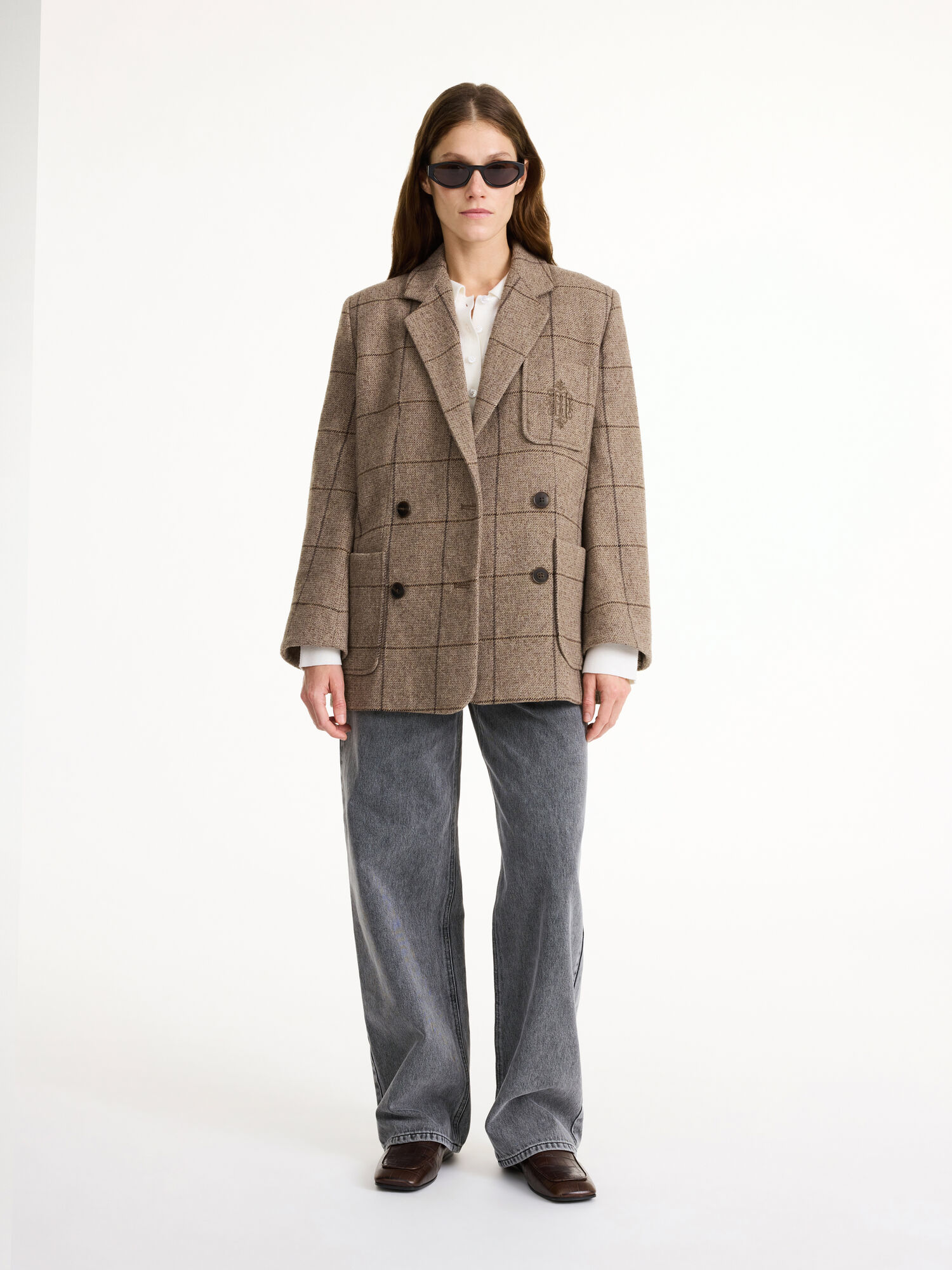 By Malene Birger Railey Double-breasted Blazer Autumn check | AT_BB19705