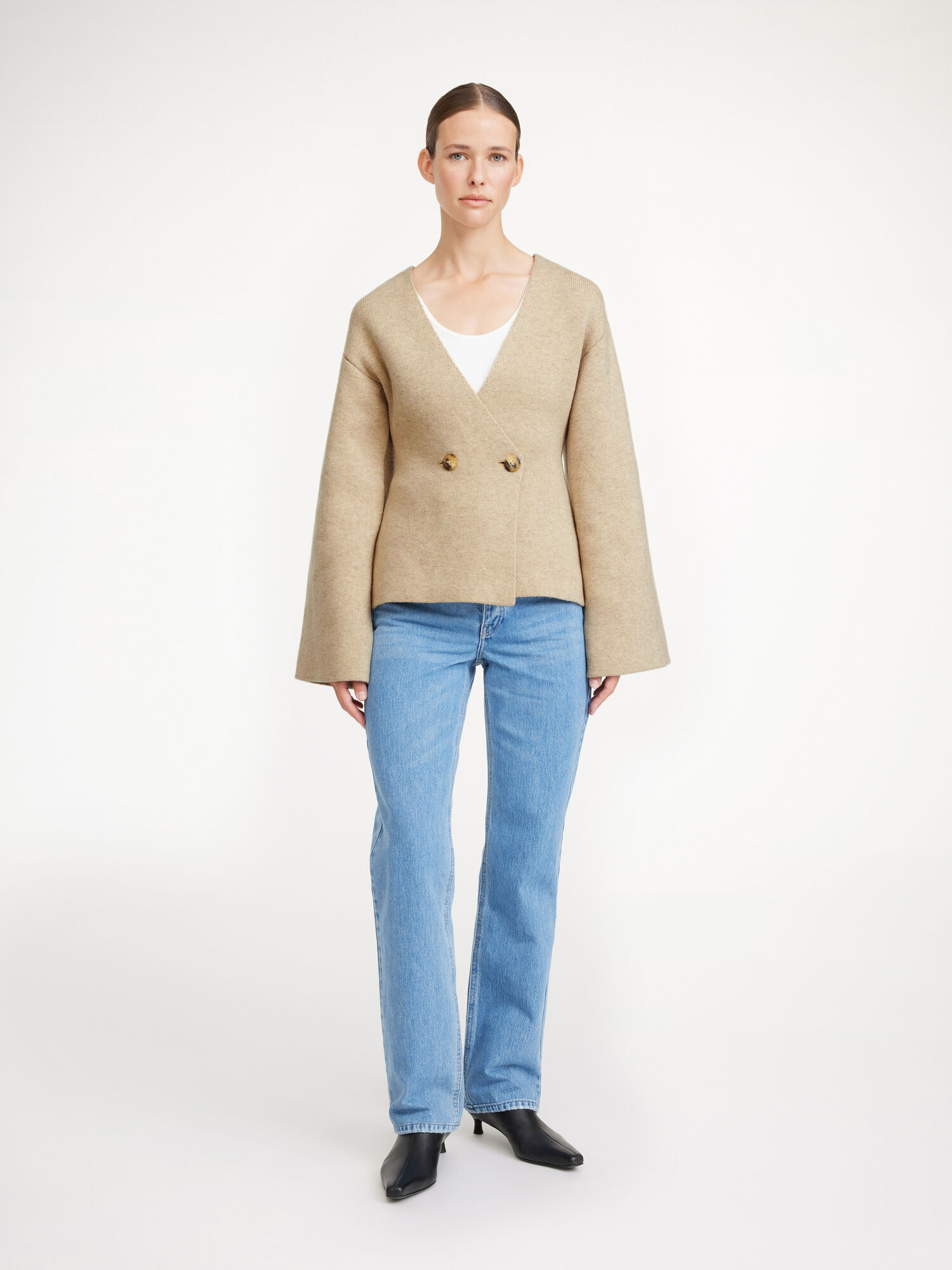 By Malene Birger Tinley Wool Cardigan Strickwaren Beige | AT_BB91469