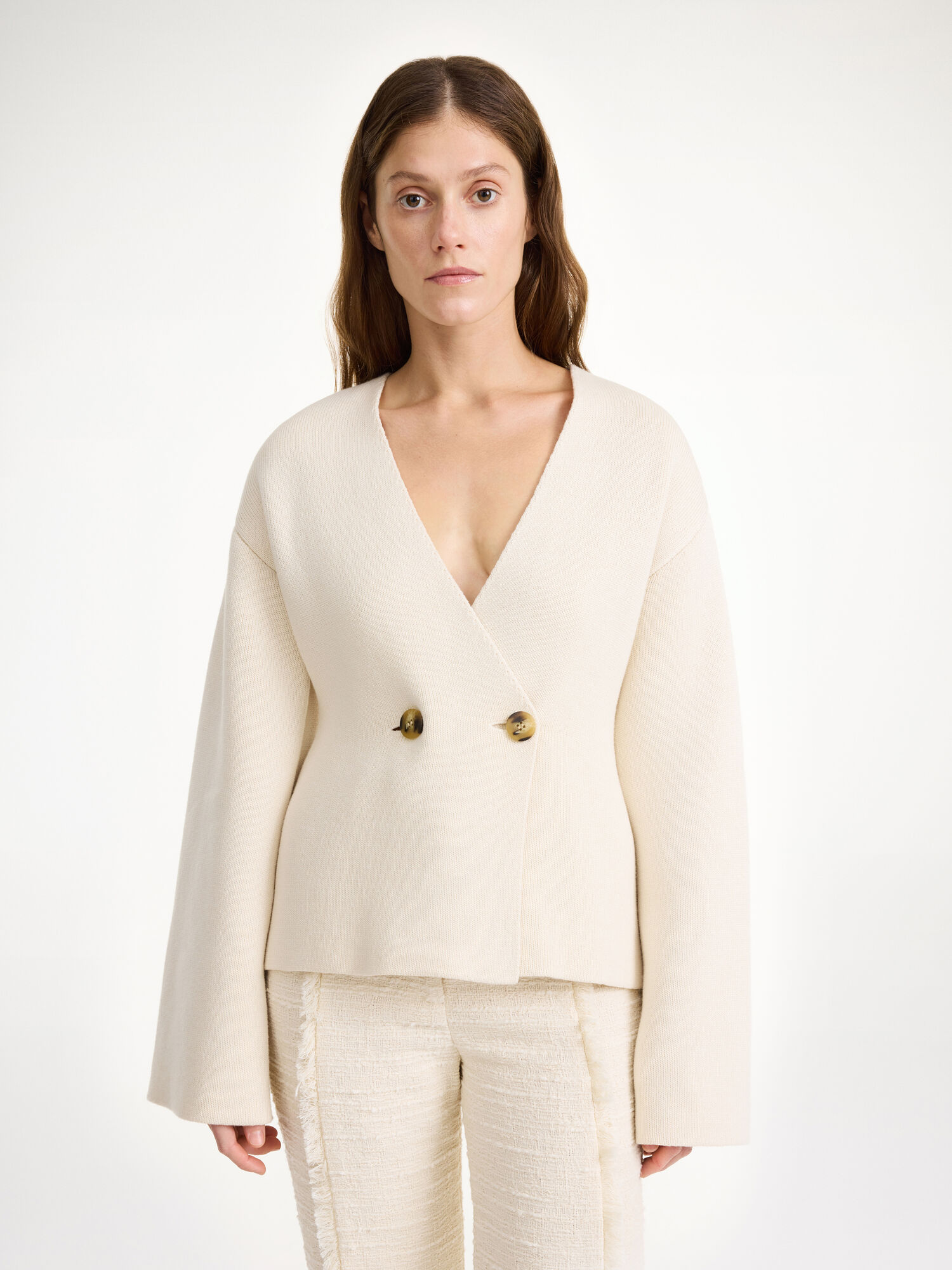 By Malene Birger Tinley Wool-blend Cardigan Strickwaren Weiß | AT_BB76521