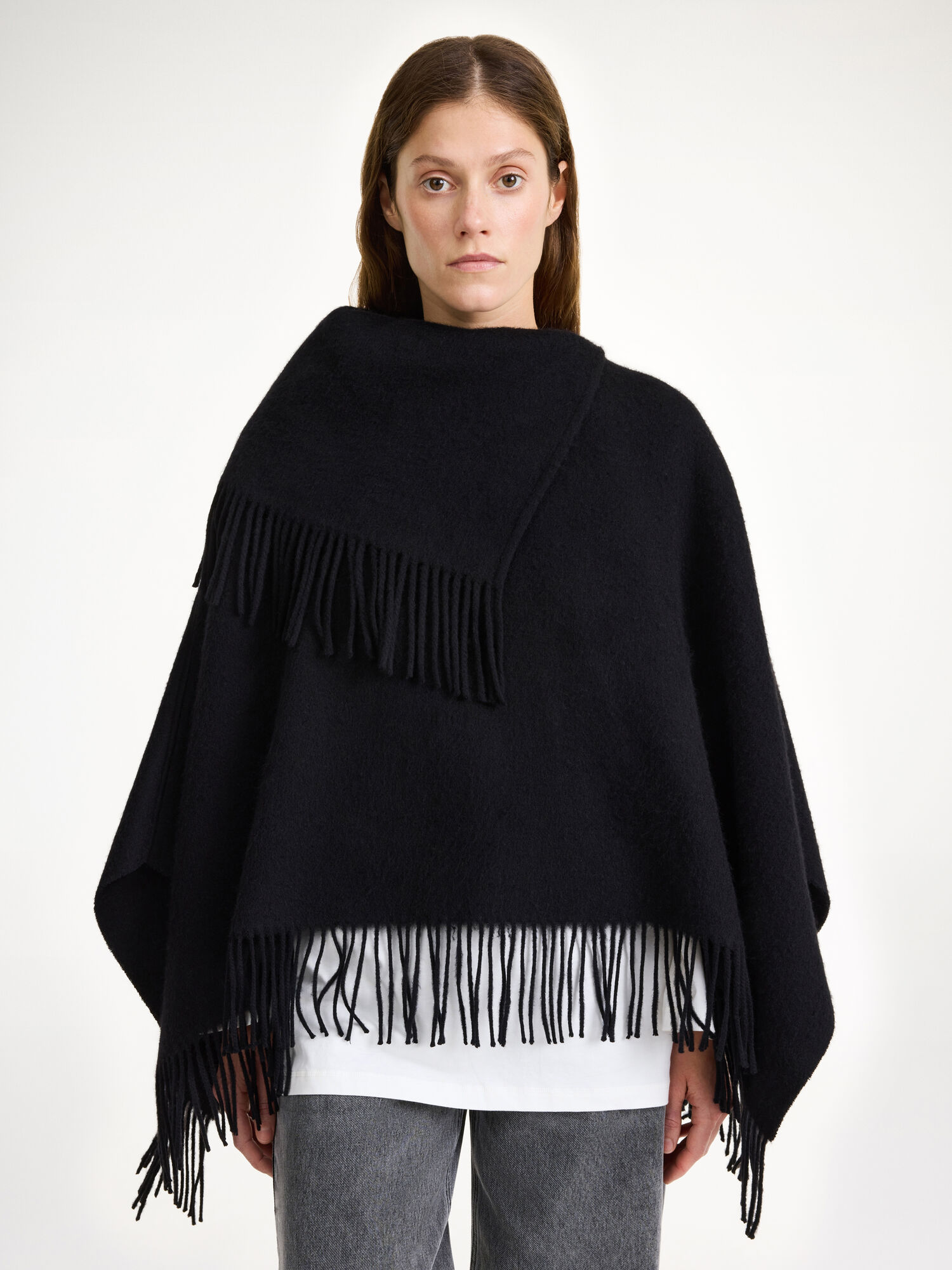 By Malene Birger Turtma Wool Fringe Bib Schals Schwarz | AT_BB30253